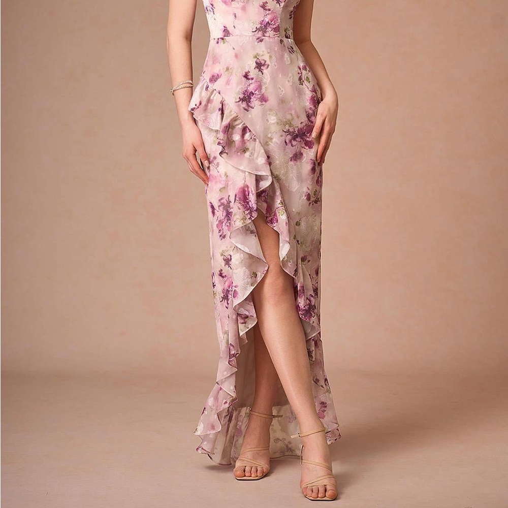 Azazie Pink High-Low Ruffled Sundress - Picture 2 of 5